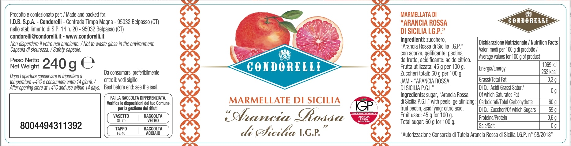Marmellata di Sicilia - Arancia Rossa di Sicilia I.G.P.
