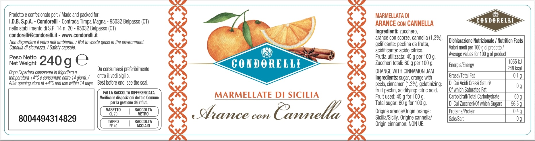 Marmellata di Sicilia - Arance e Cannella