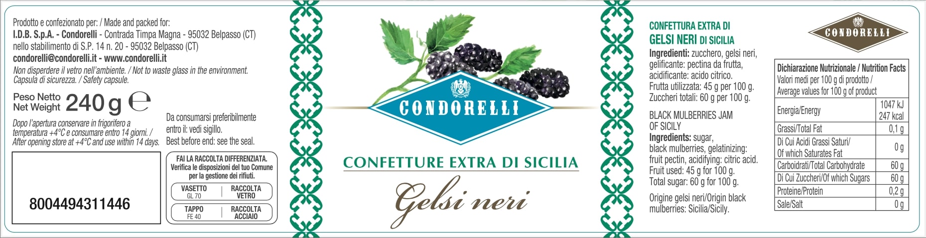 Confetture Extra di Sicilia - Gelsi neri
