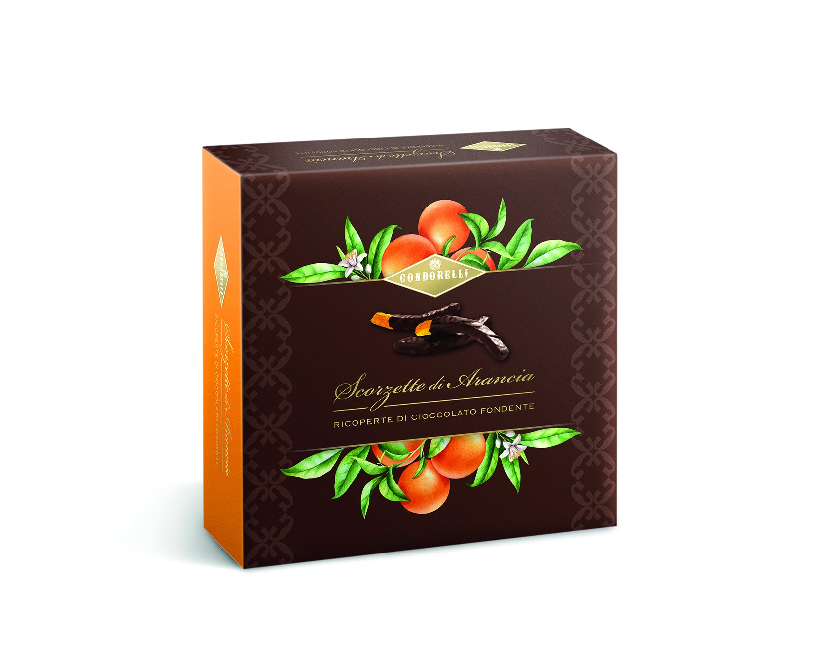 Scorzette d’arancia di Sicilia candite ricoperte di cioccolato fondente