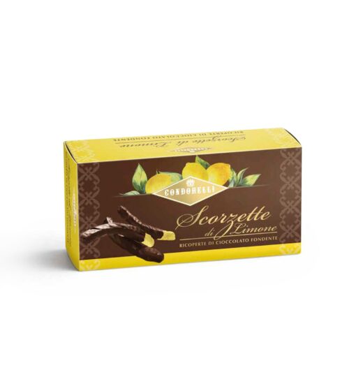 Scorzette di limone candite ricoperte di cioccolato fondente