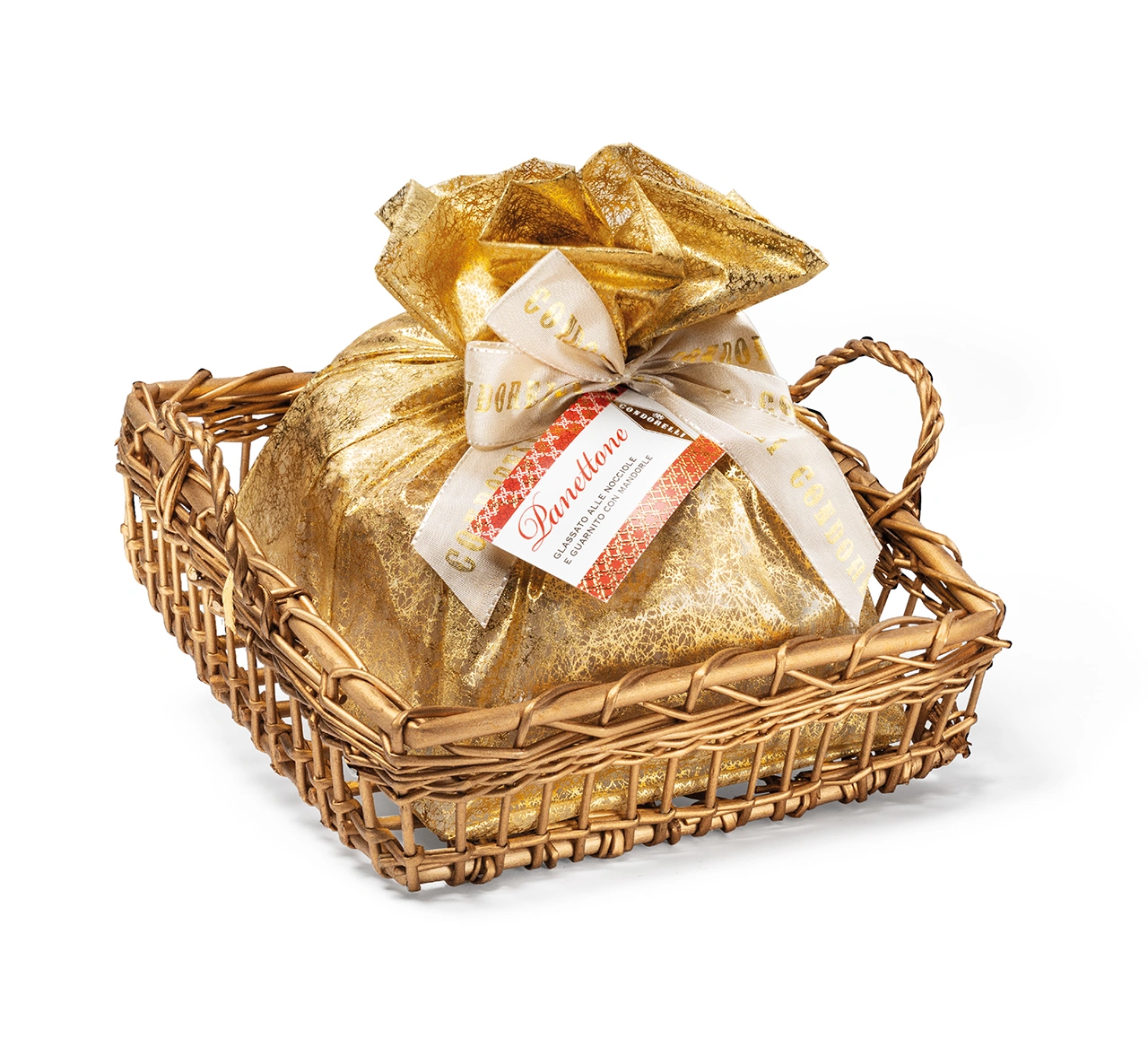 Panettone nel cesto gold